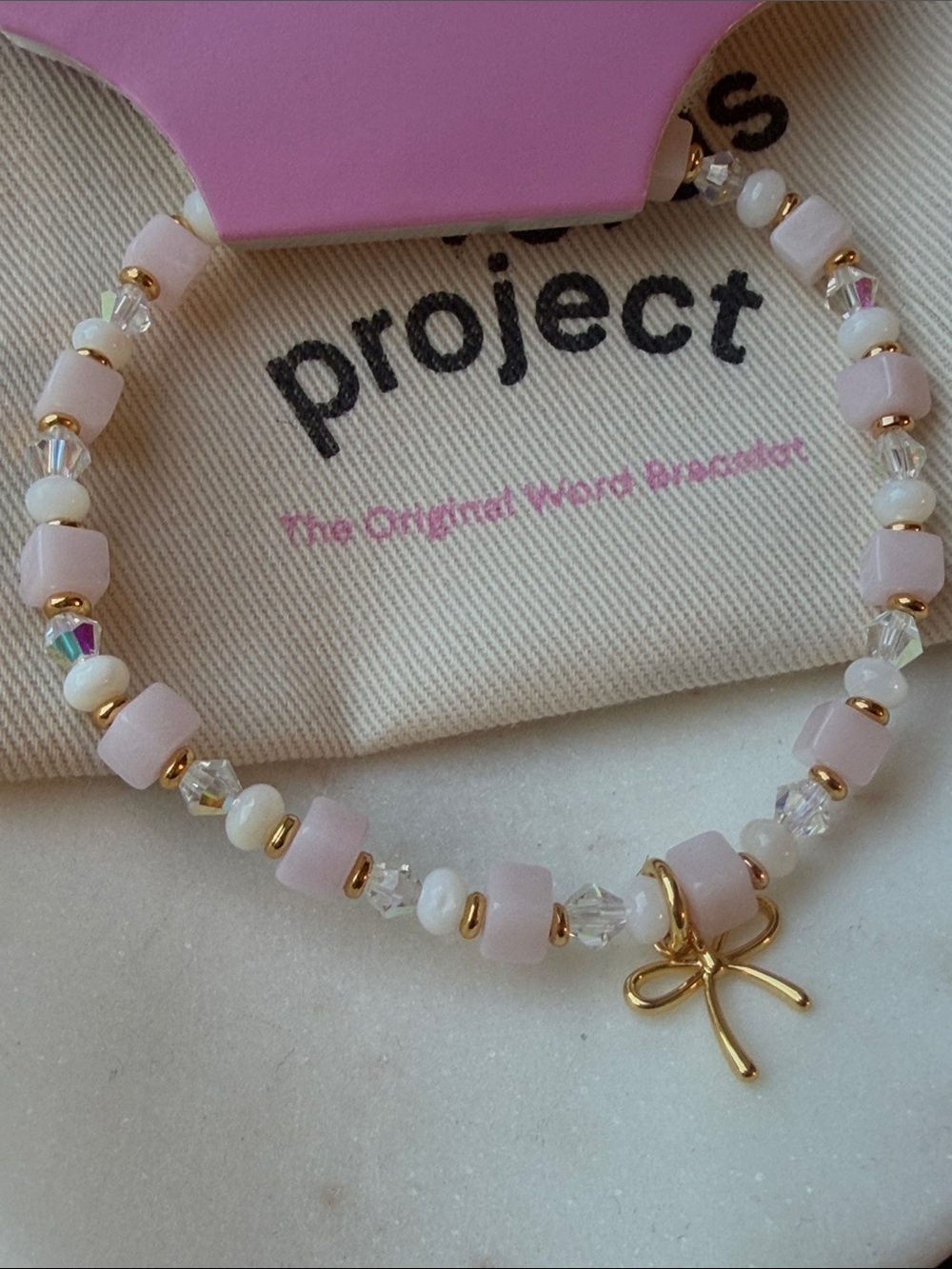 Little Words Project Bow Charm
Beaded Bracelet - Pink/Clear/Gold - Picture 3 of 5